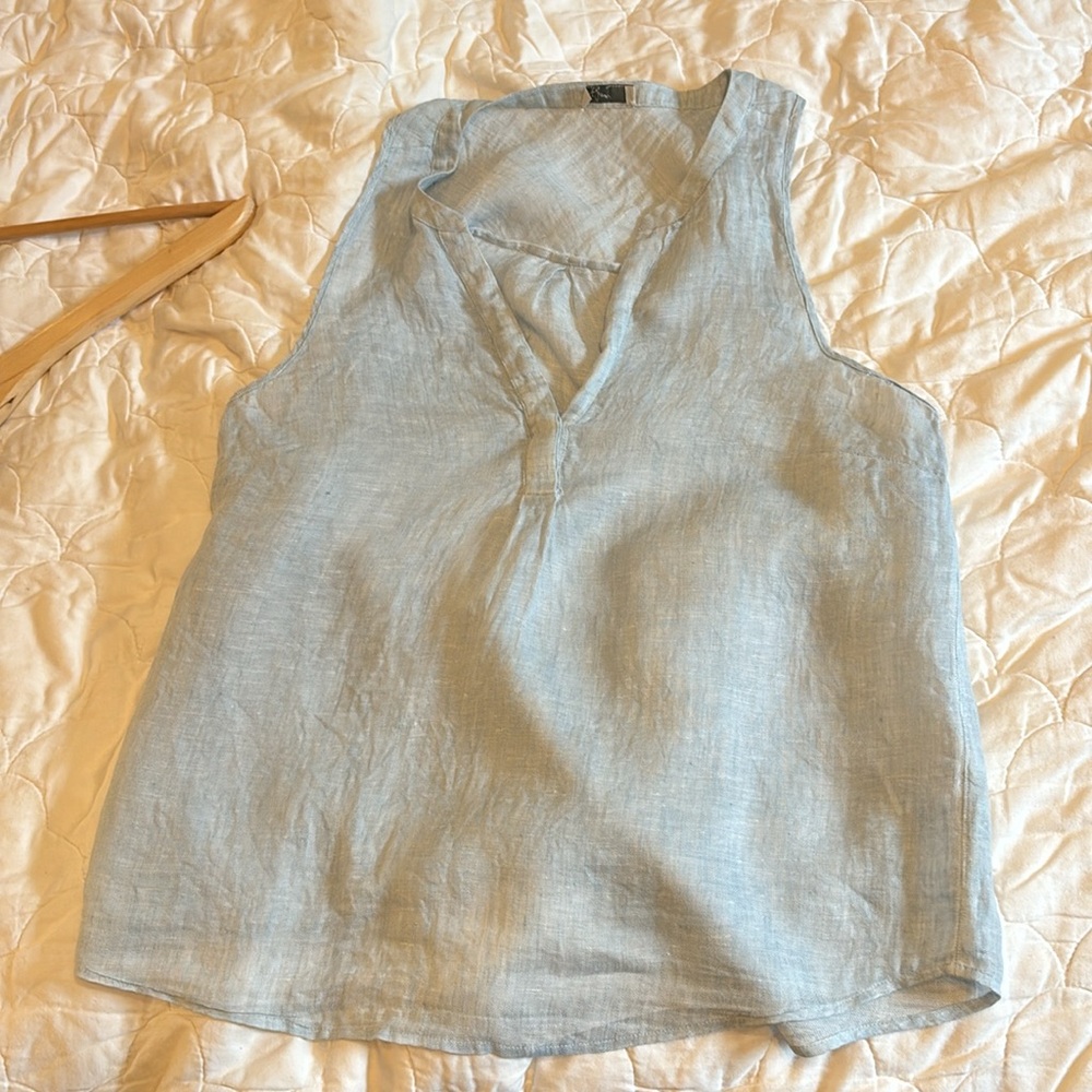 Joie Linen Blue Tank Blouse M